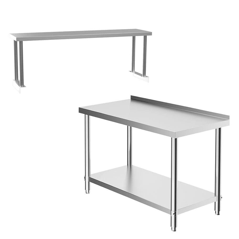 2 Tiers Commercial Kitchen Prep Table Stainless Steel Work Table