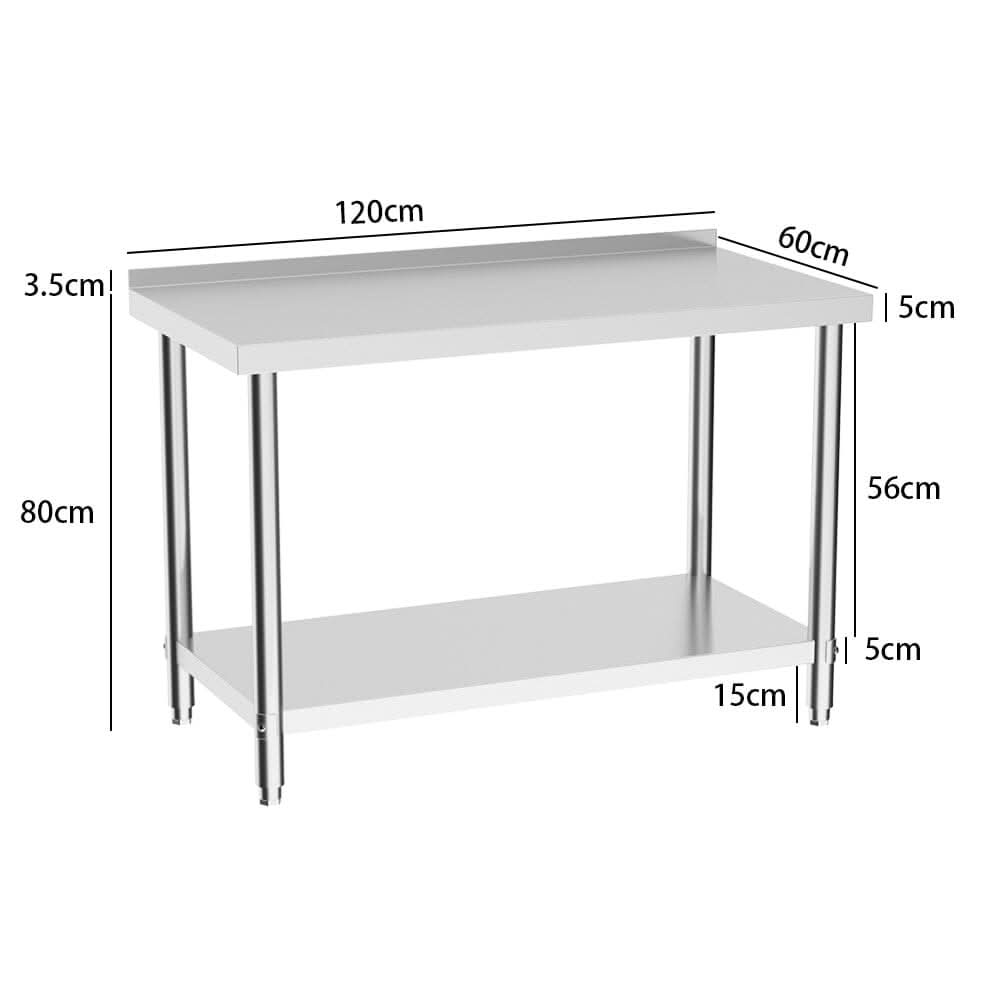 2 Tiers Commercial Kitchen Prep Table Stainless Steel Work Table