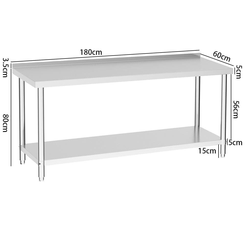 2 Tiers Commercial Kitchen Prep Table Stainless Steel Work Table