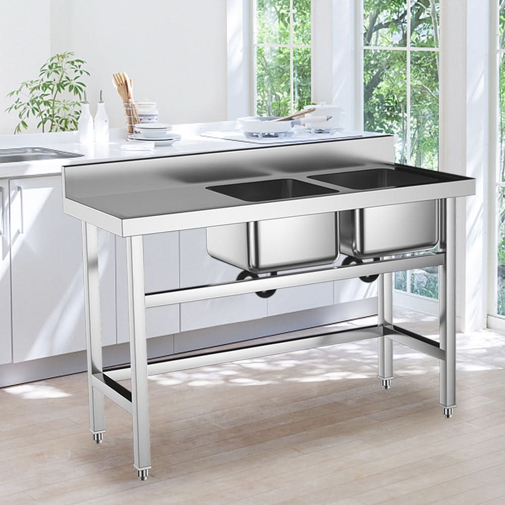 4ft Stainless Steel Kitchen Commercial 3-compartment Sink with Drainboard