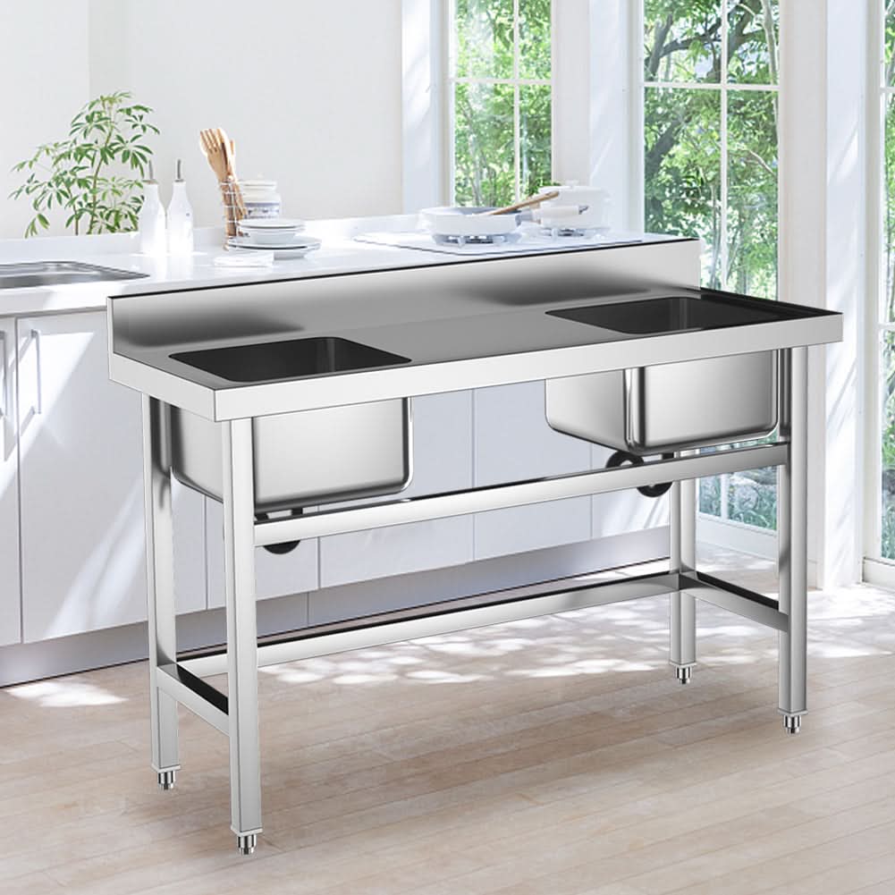 4ft Stainless Steel Kitchen Commercial 3-compartment Sink with Drainboard