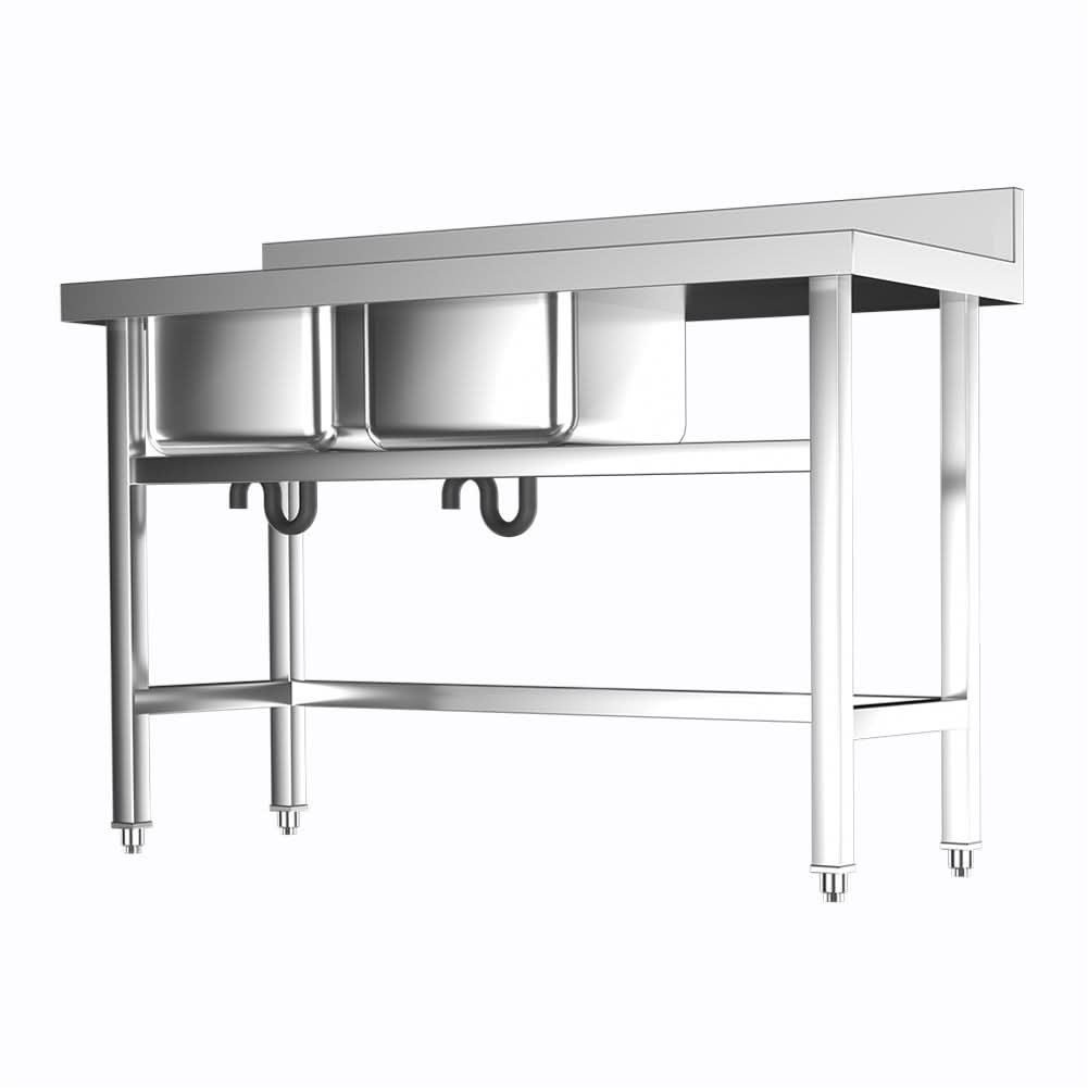 4ft Stainless Steel Kitchen Commercial 3-compartment Sink with Drainboard