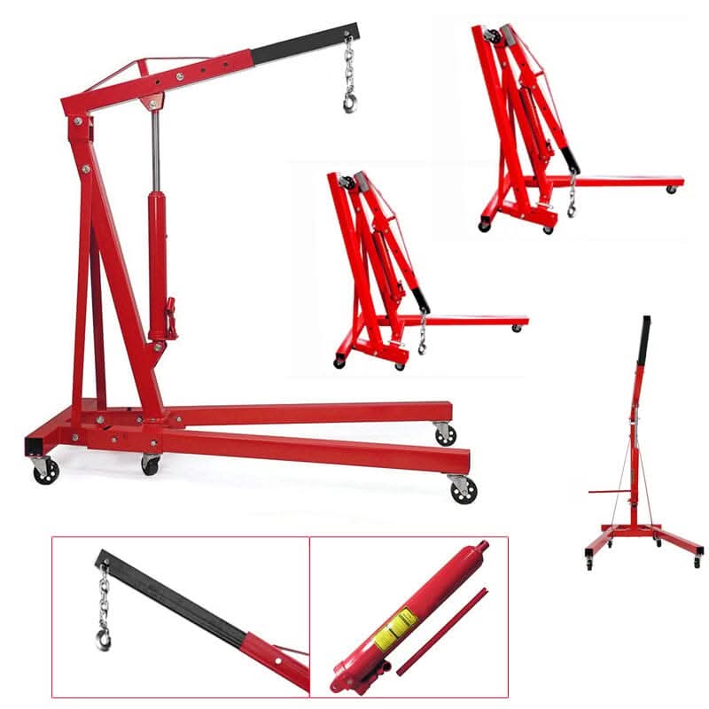 Portable Hydraulic Engine Crane 2 Ton 4400lb Folding Hoist with Hooks