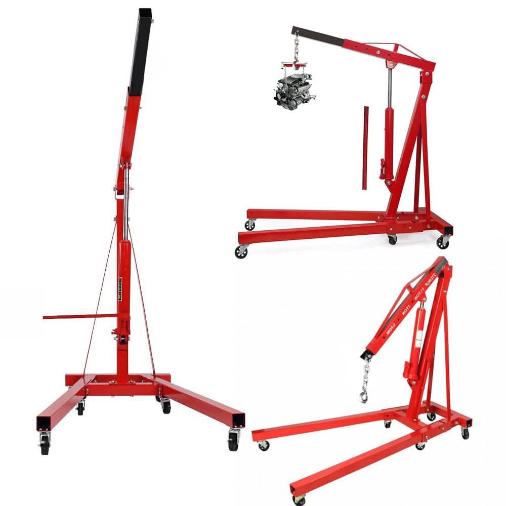 Portable Hydraulic Engine Crane 2 Ton 4400lb Folding Hoist with Hooks