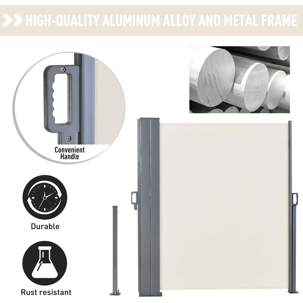 9ft Retractable Double Side Awning - White Water Resistant