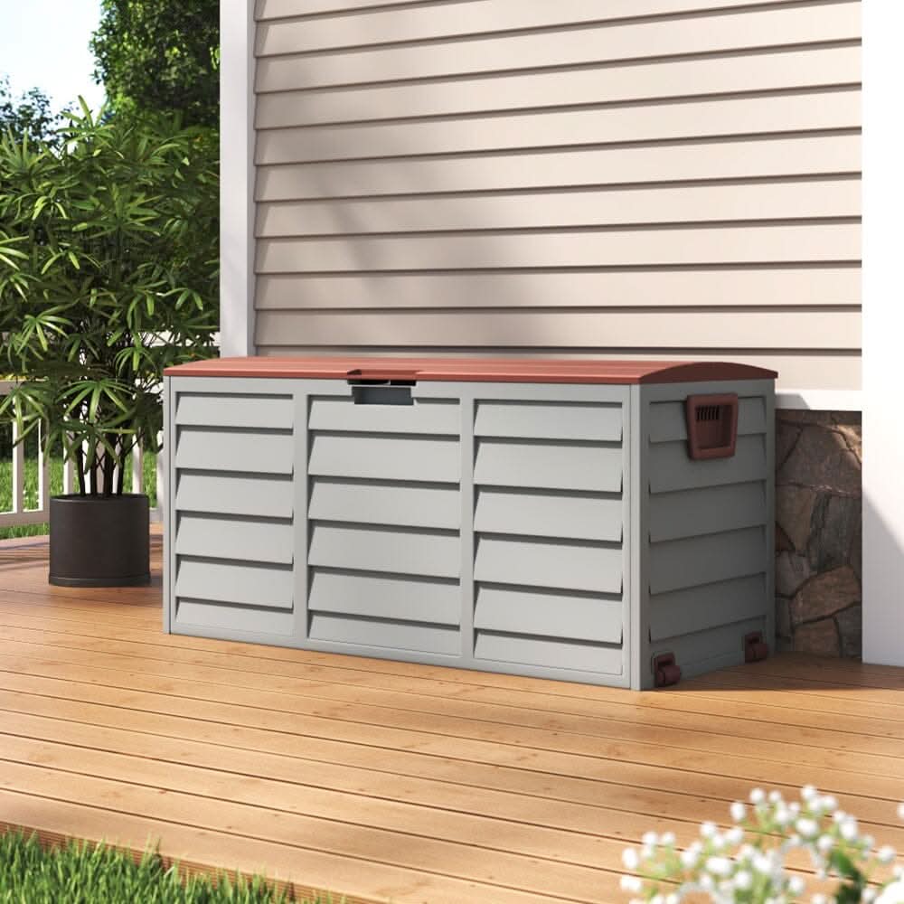 4ft PP Garden Storage Deck Box Large Outdoor Grey/Black