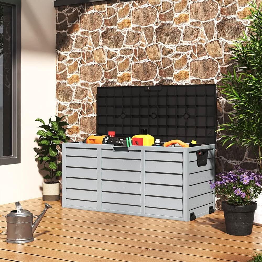 4ft PP Garden Storage Deck Box Large Outdoor Grey/Black