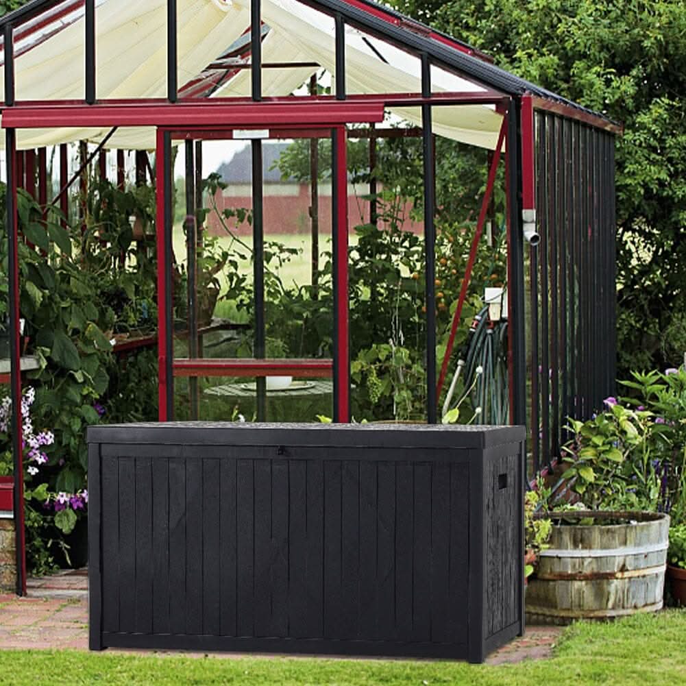 4ft PP Garden Storage Deck Box Outdoor Black Classic