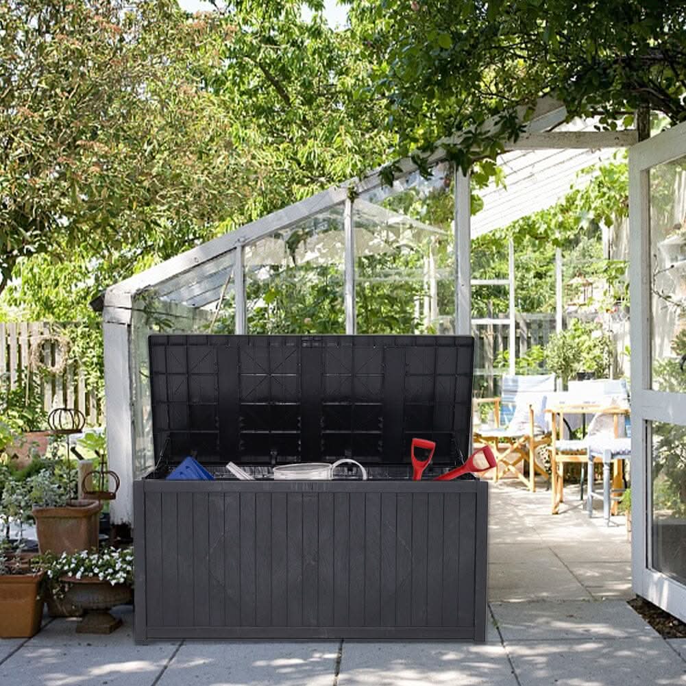 4ft PP Garden Storage Deck Box Outdoor Black Classic