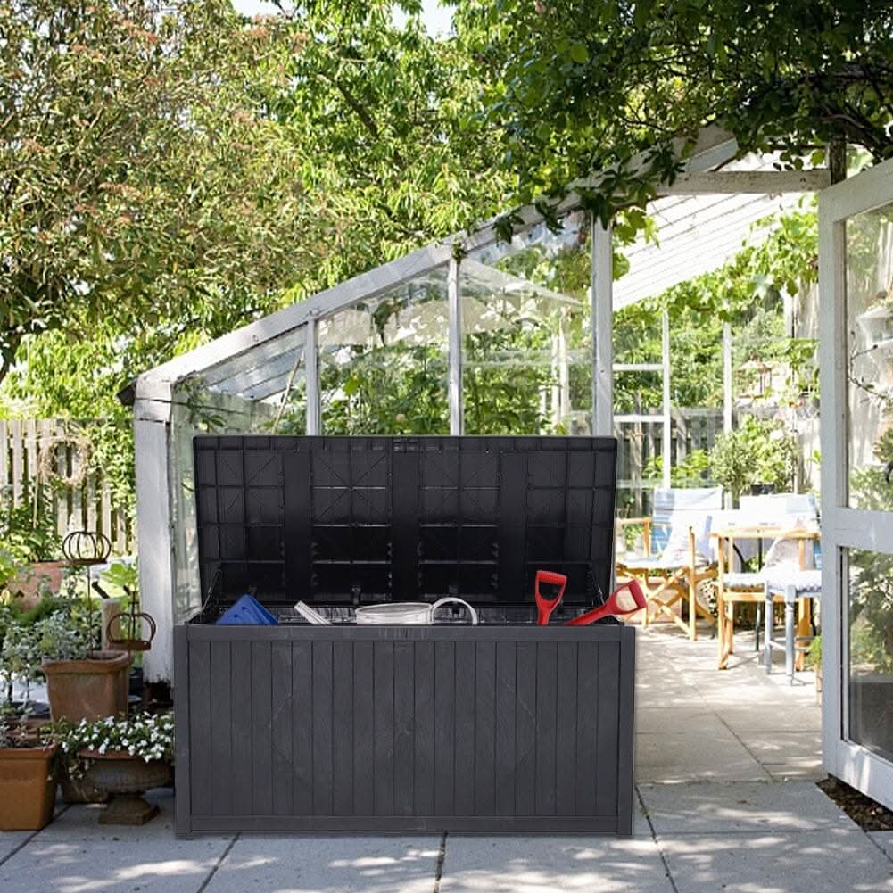 4ft PP Garden Storage Deck Box Large Outdoor Grey/Black