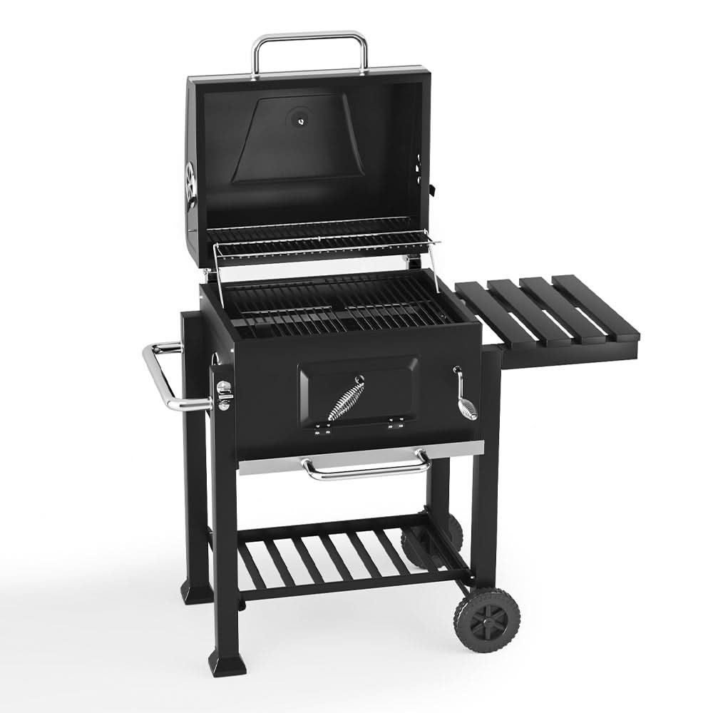 3ft Charcoal BBQ Grill Barrel with Side Table
