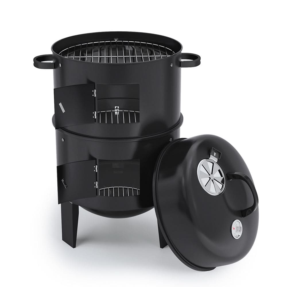 80 cm H 3 in 1 BBQ Charcoal Grill 3 Tier Smoker