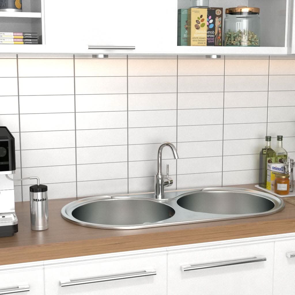 Double Bowl Kitchen Sink 0.6mm Stainless Steel Catering Sink