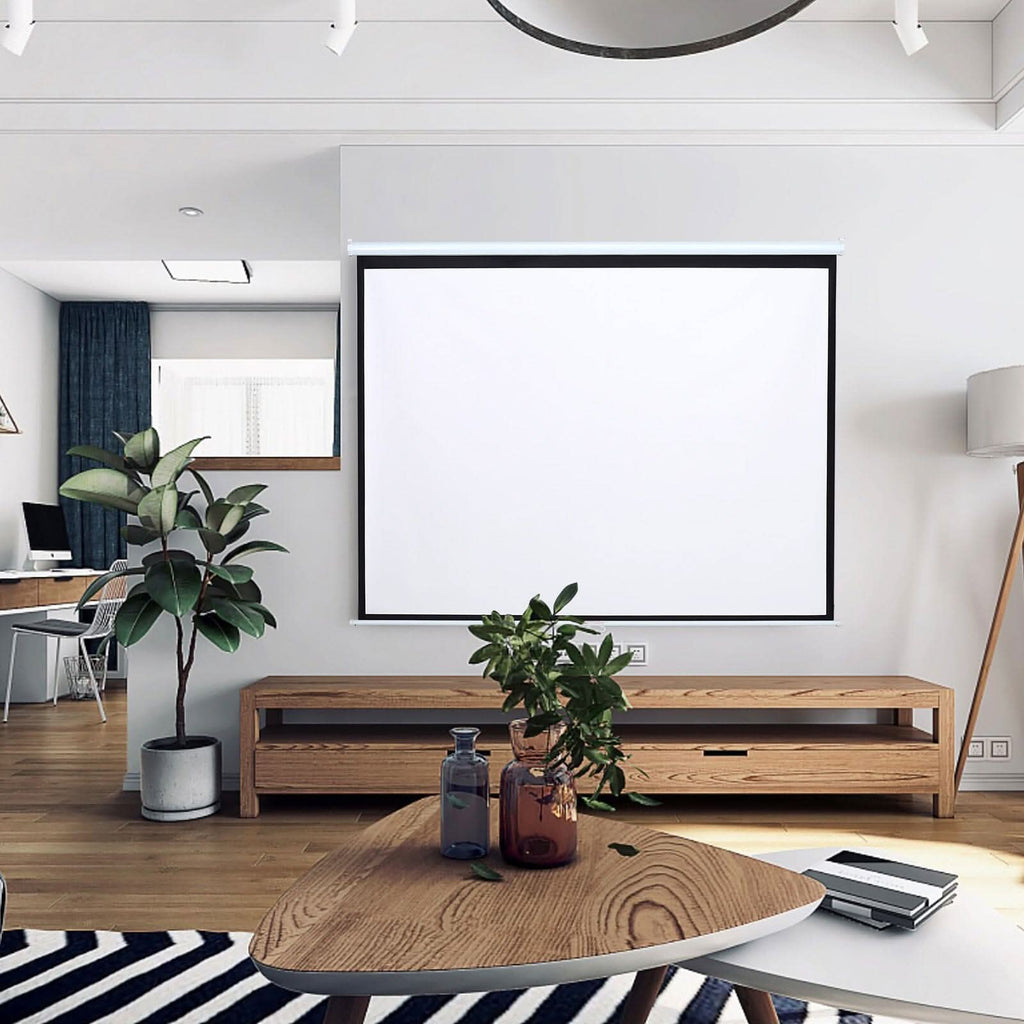 4:3 Manual Pull Down Projector Screen Home Theater Projection Movie Screen