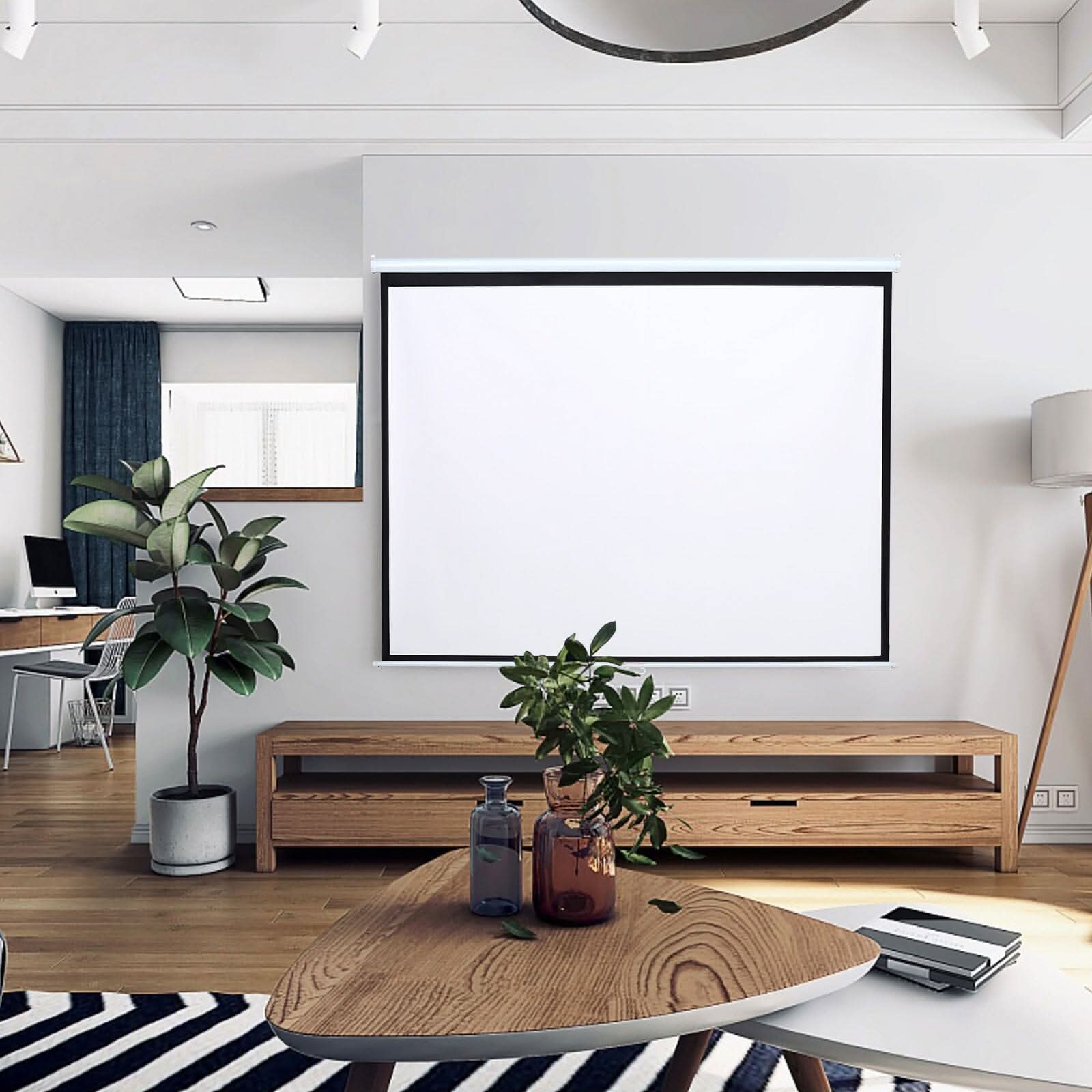 4:3 Manual Pull Down Projector Screen Home Theater Projection Movie Screen