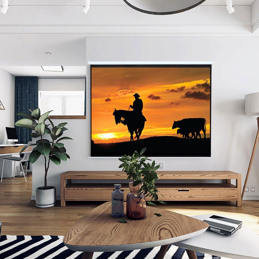 4:3 Manual Pull Down Projector Screen Home Theater Projection Movie Screen