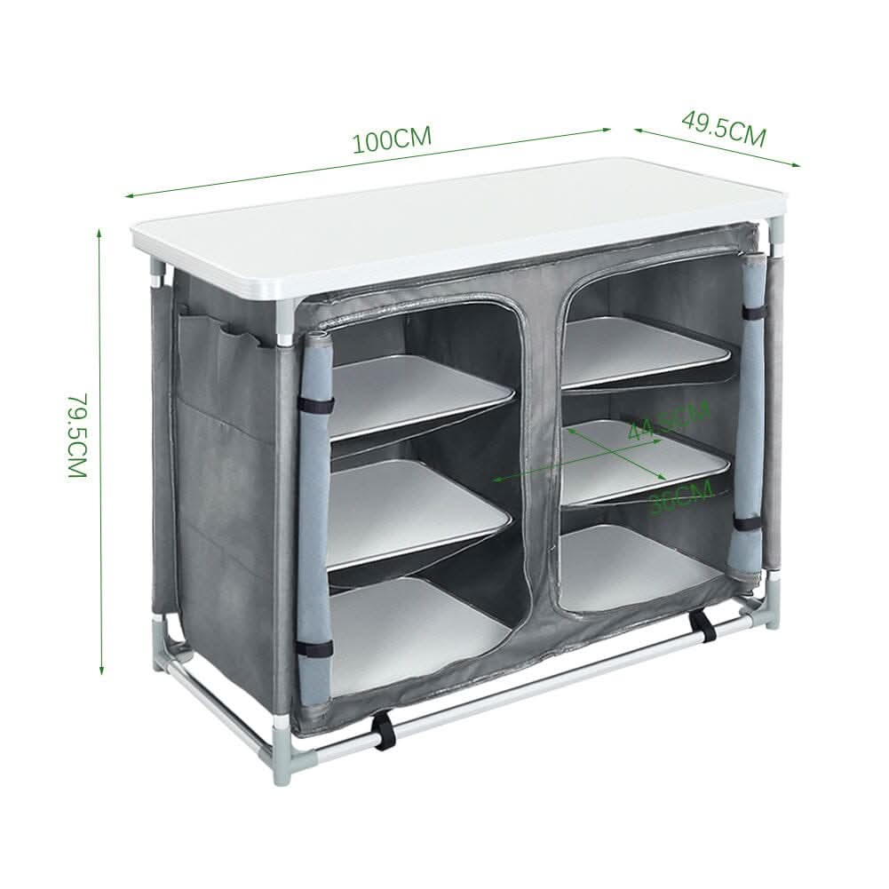 Camping Outdoor Kitchen with 4 Adjustable Feet and 6 Layers