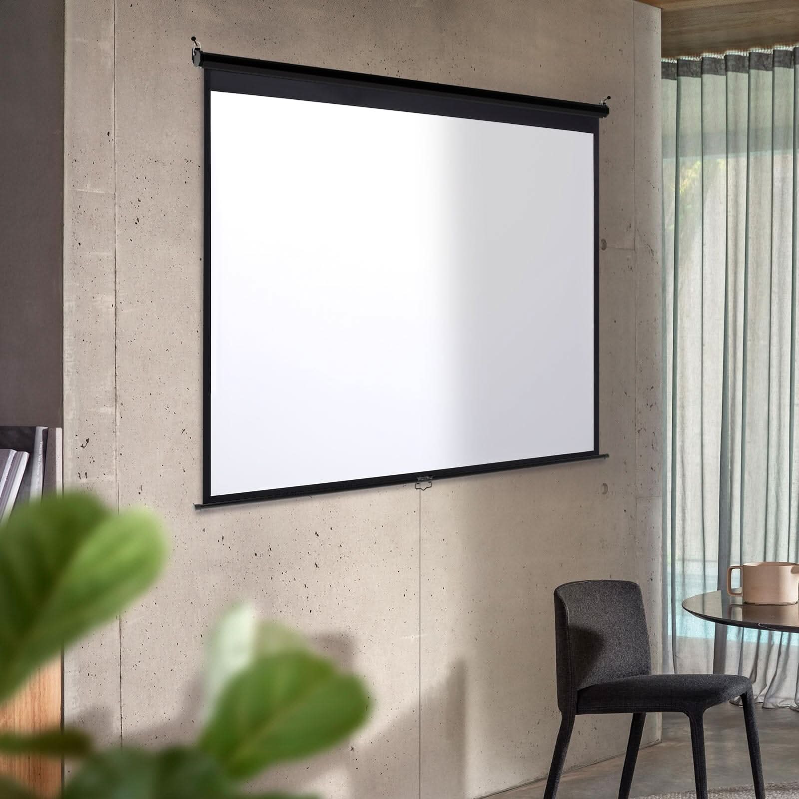 4:3 Projector Screen with Manual Pull Down for Home Theater