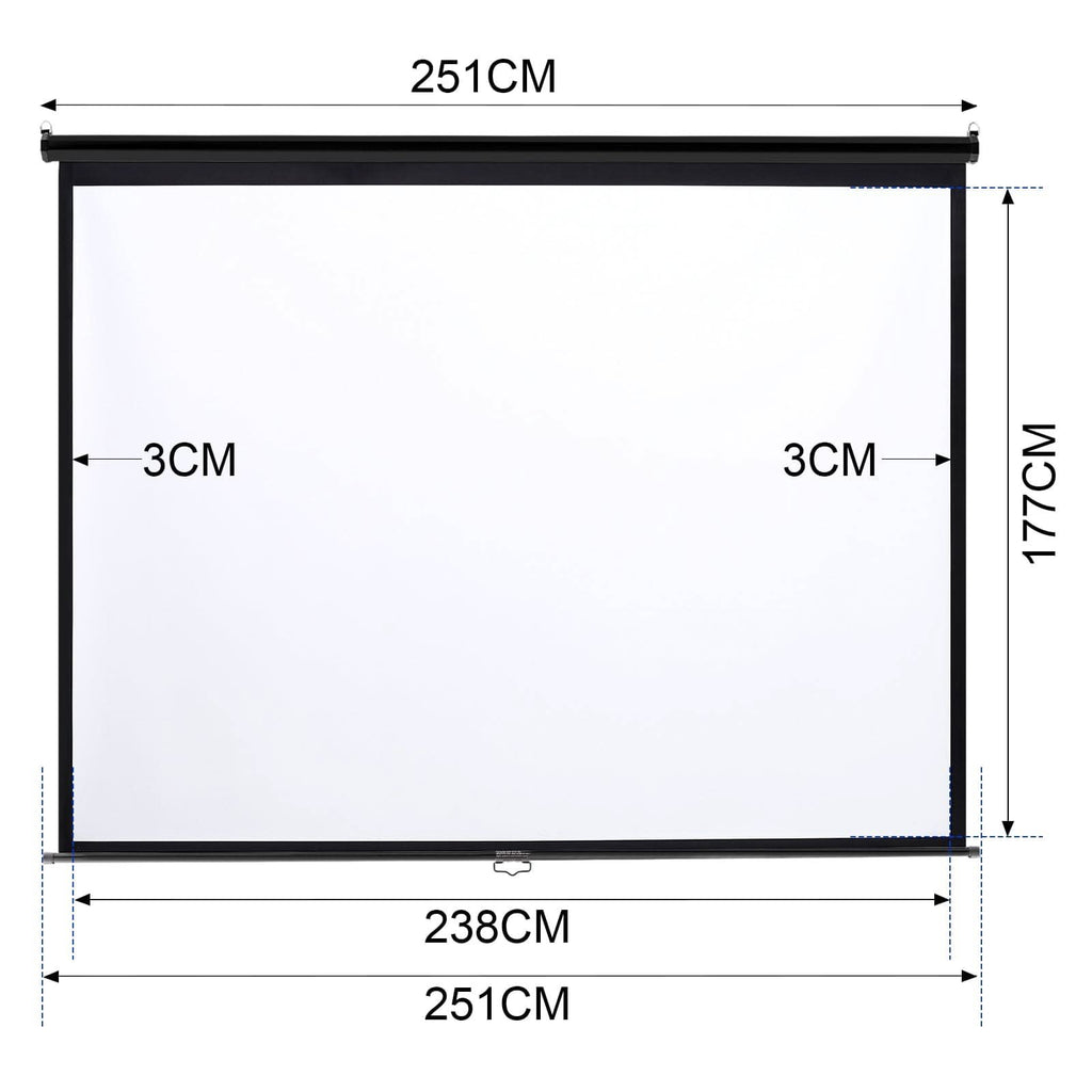4:3 Projector Screen with Manual Pull Down for Home Theater