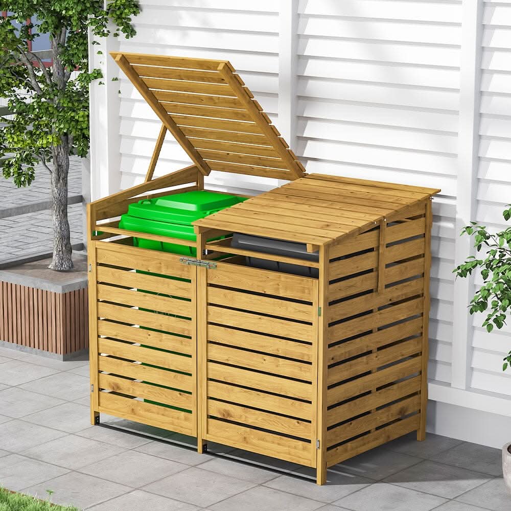 4ft/ 6ft Outdoor Trash Can Storage Shed Spruce Wood
