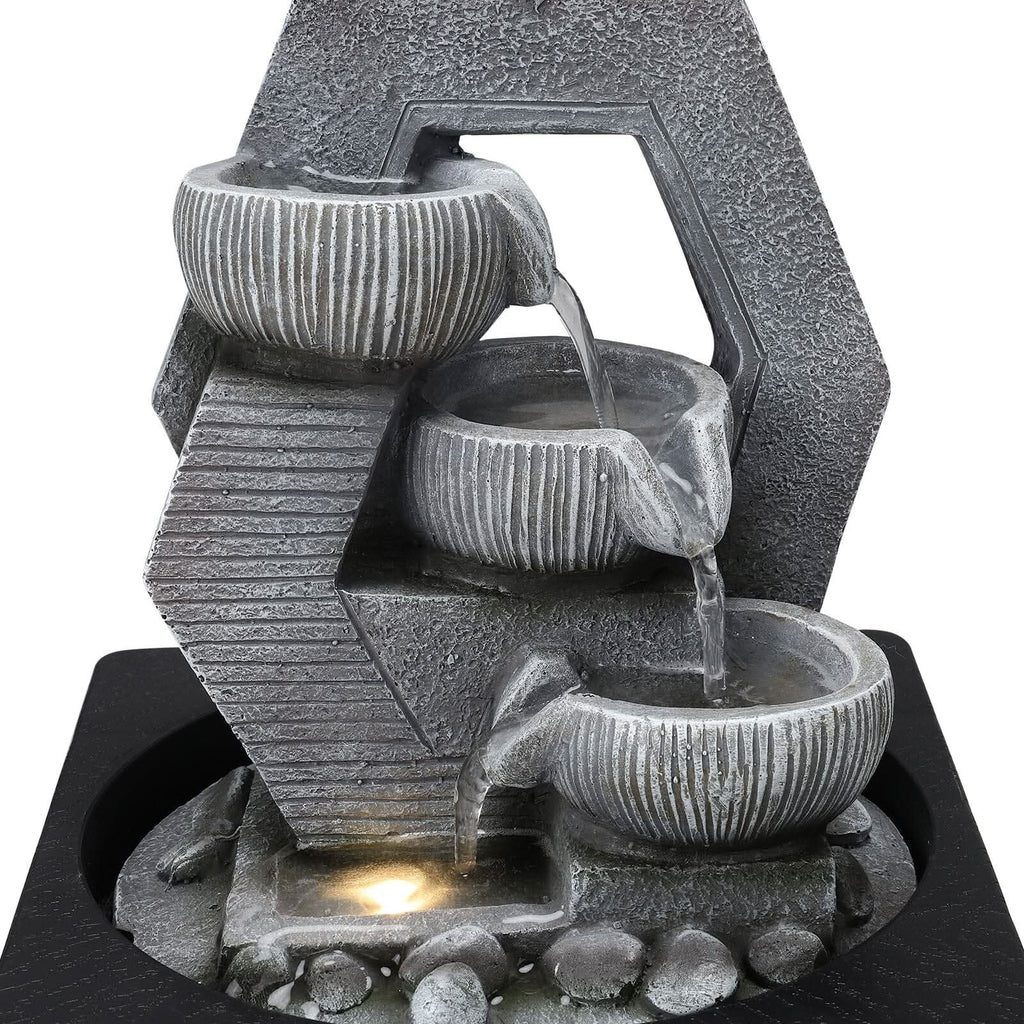 LED Light Cascade Tabletop Fountain Relaxing Water Feature for Relaxation and Meditation Soothing Waterfall Design
