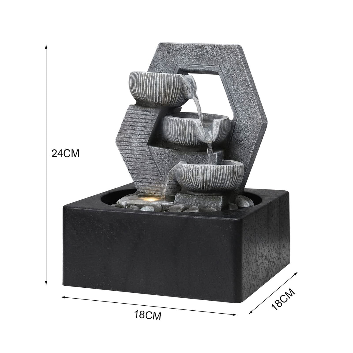 LED Light Cascade Tabletop Fountain Relaxing Water Feature for Relaxation and Meditation Soothing Waterfall Design