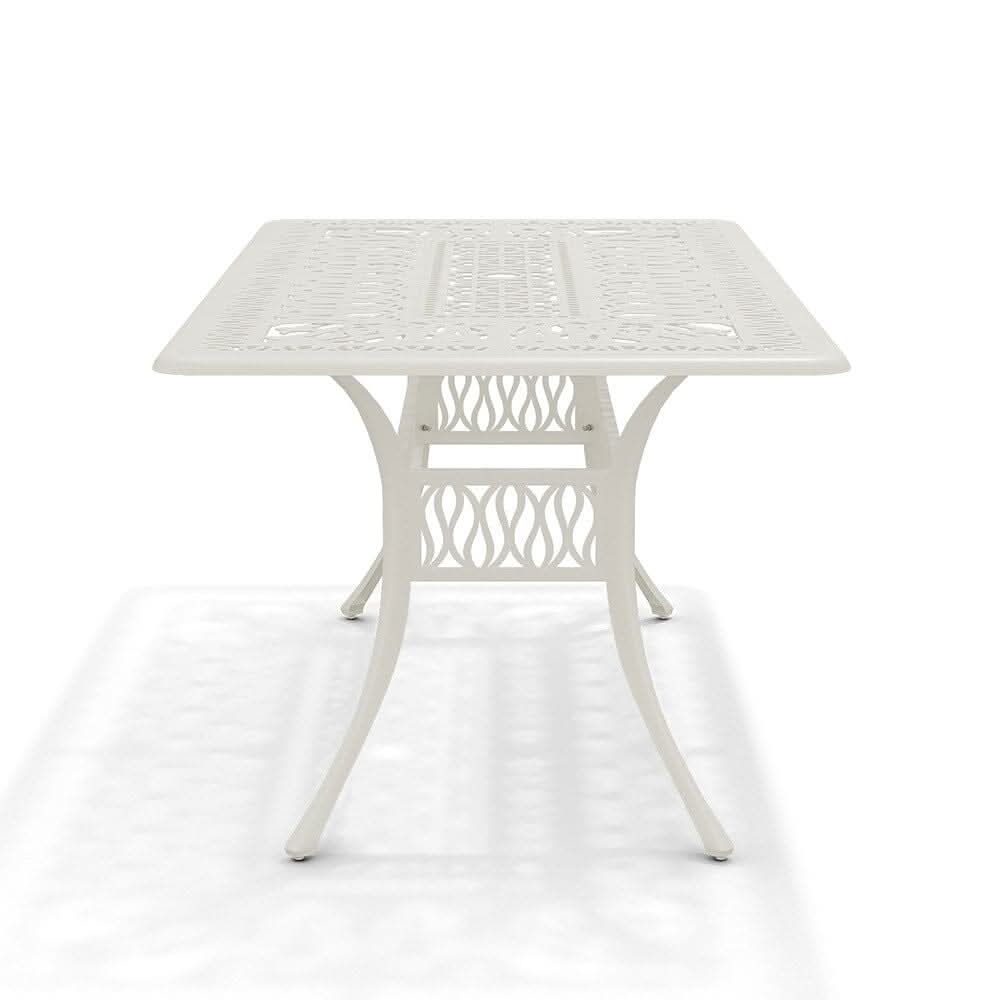 150cm Wide Garden Dining Table Hollow Cast Aluminium Tables White/Black