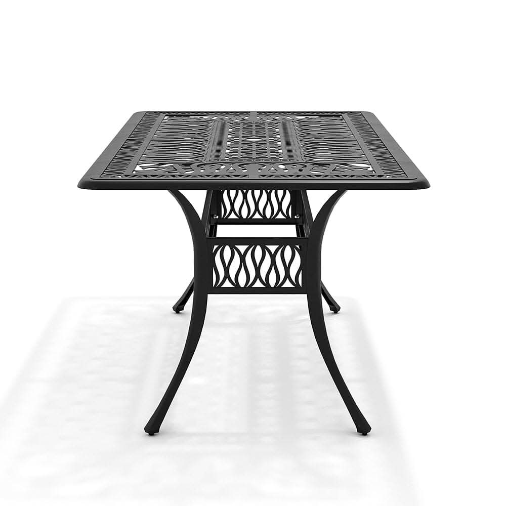 150cm Wide Garden Dining Table Hollow Cast Aluminium Tables White/Black