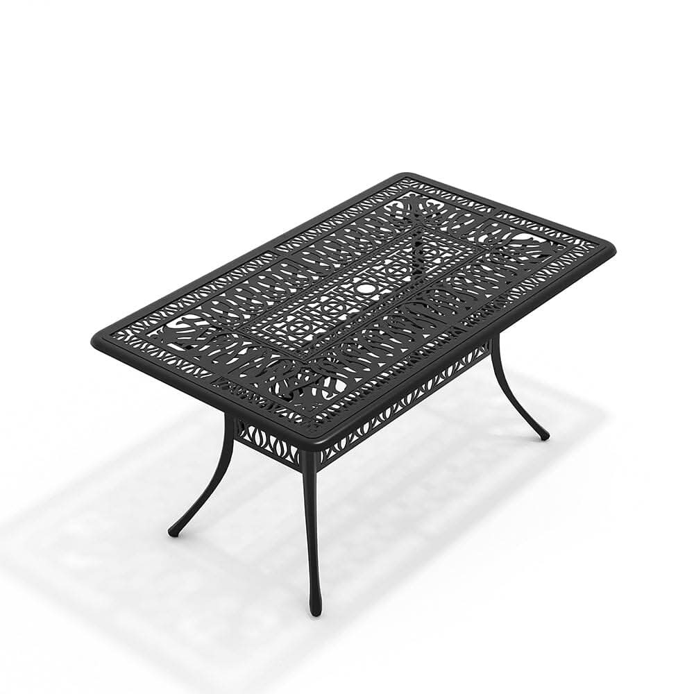 150cm Wide Garden Dining Table Hollow Cast Aluminium Tables White/Black