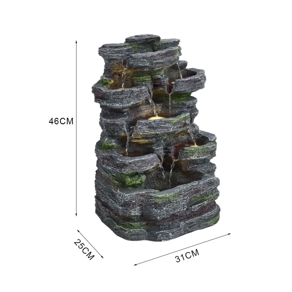 Faux Rock Garden Fountain with Lights