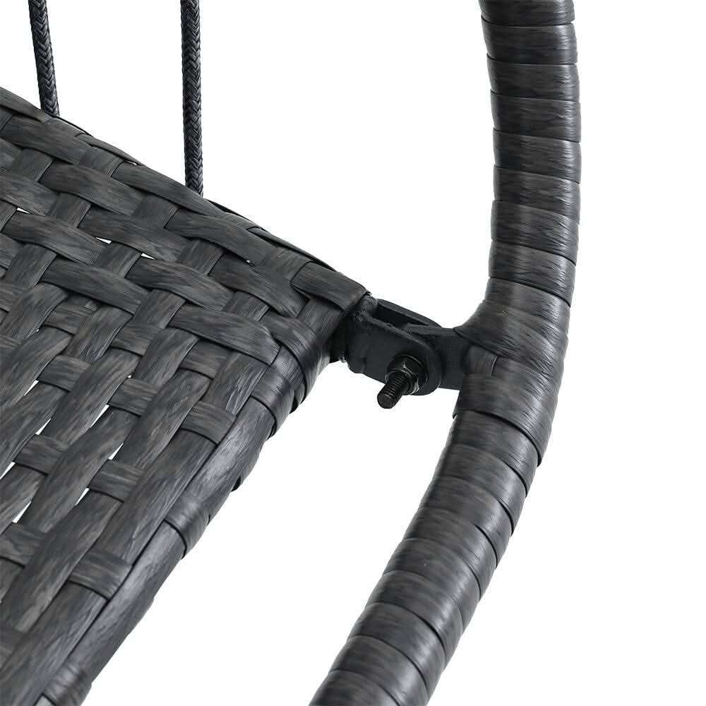 Black Rattan Patio Swing Chairs with Stand and Cushion