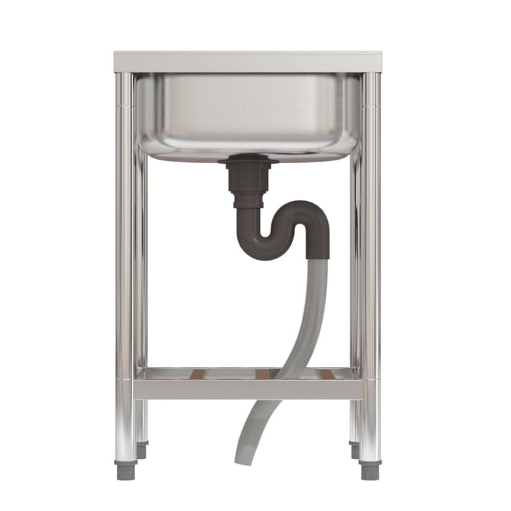 50cm W Silver Kitchen Commercial Sink Stainless Steel with Shelf