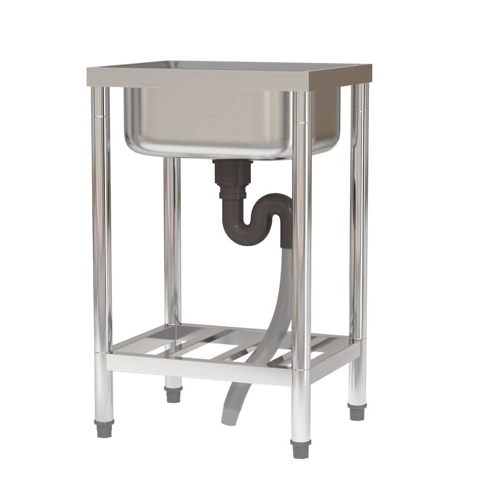 50cm W Silver Kitchen Commercial Sink Stainless Steel with Shelf