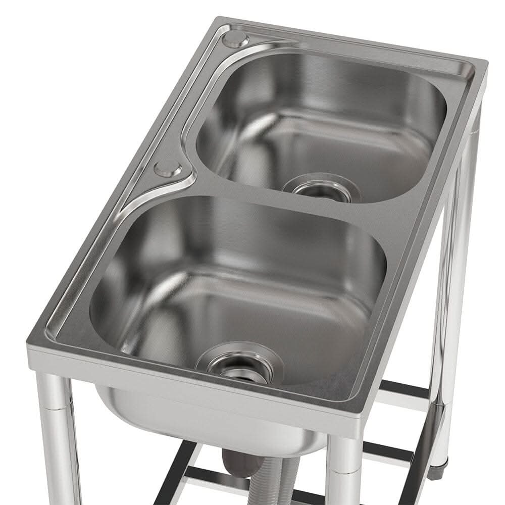 2ft Two Compartment Stainless Steel Commercial Bar Sink with Shelf