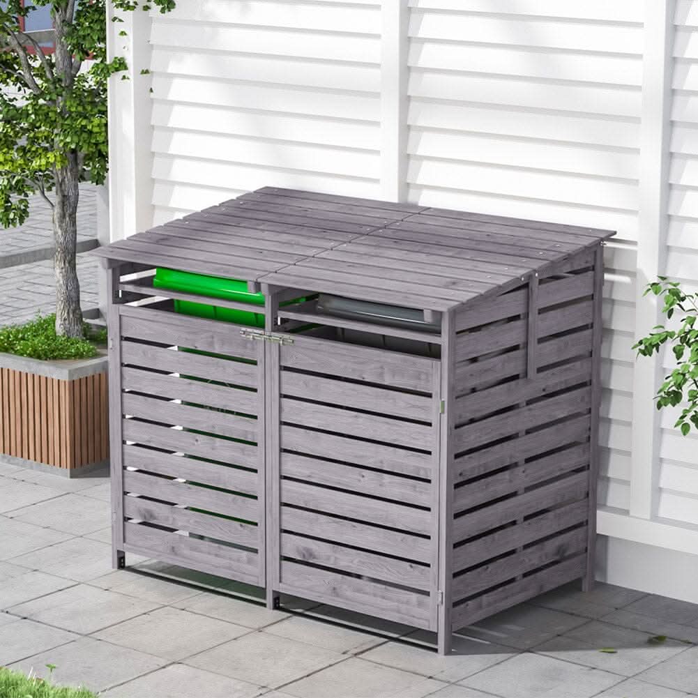 4ft/ 6ft Outdoor Trash Can Storage Shed Spruce Wood
