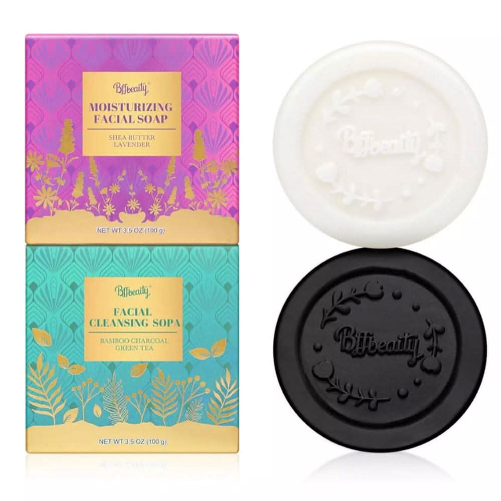 Facial Cleansing Soap Bars 2 Pcs Moisturizing Charcoal Soap