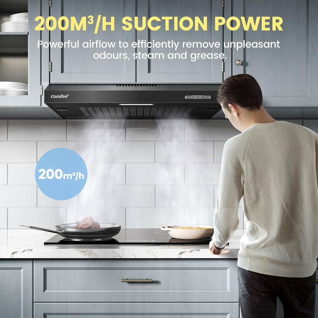 60cm Under Cabinet Wall-Mount Cooker Range Hood with 3-Speed Modes