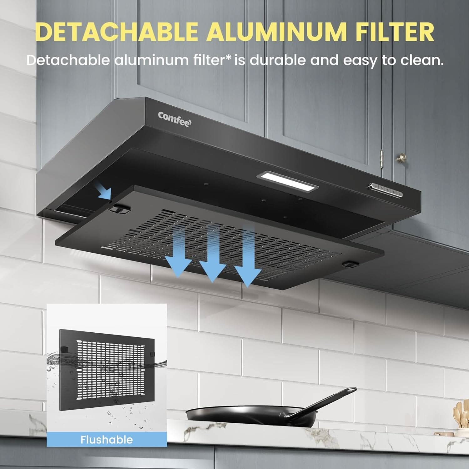 60cm Under Cabinet Wall-Mount Cooker Range Hood with 3-Speed Modes