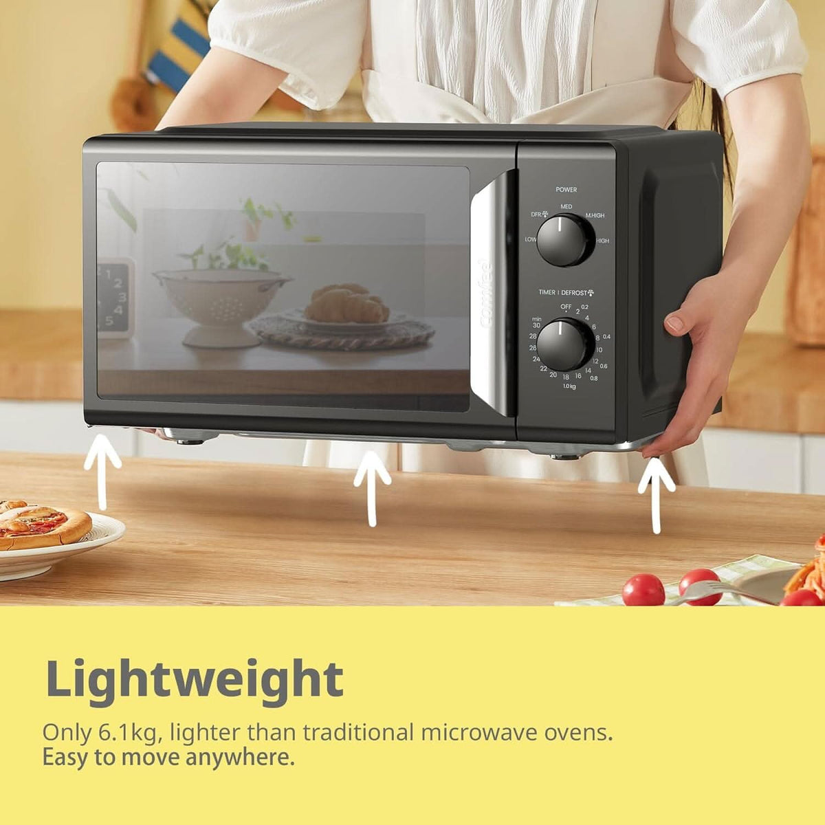 700W White 19L 5-level Power Kitchen Manual Microwave Oven with Timer