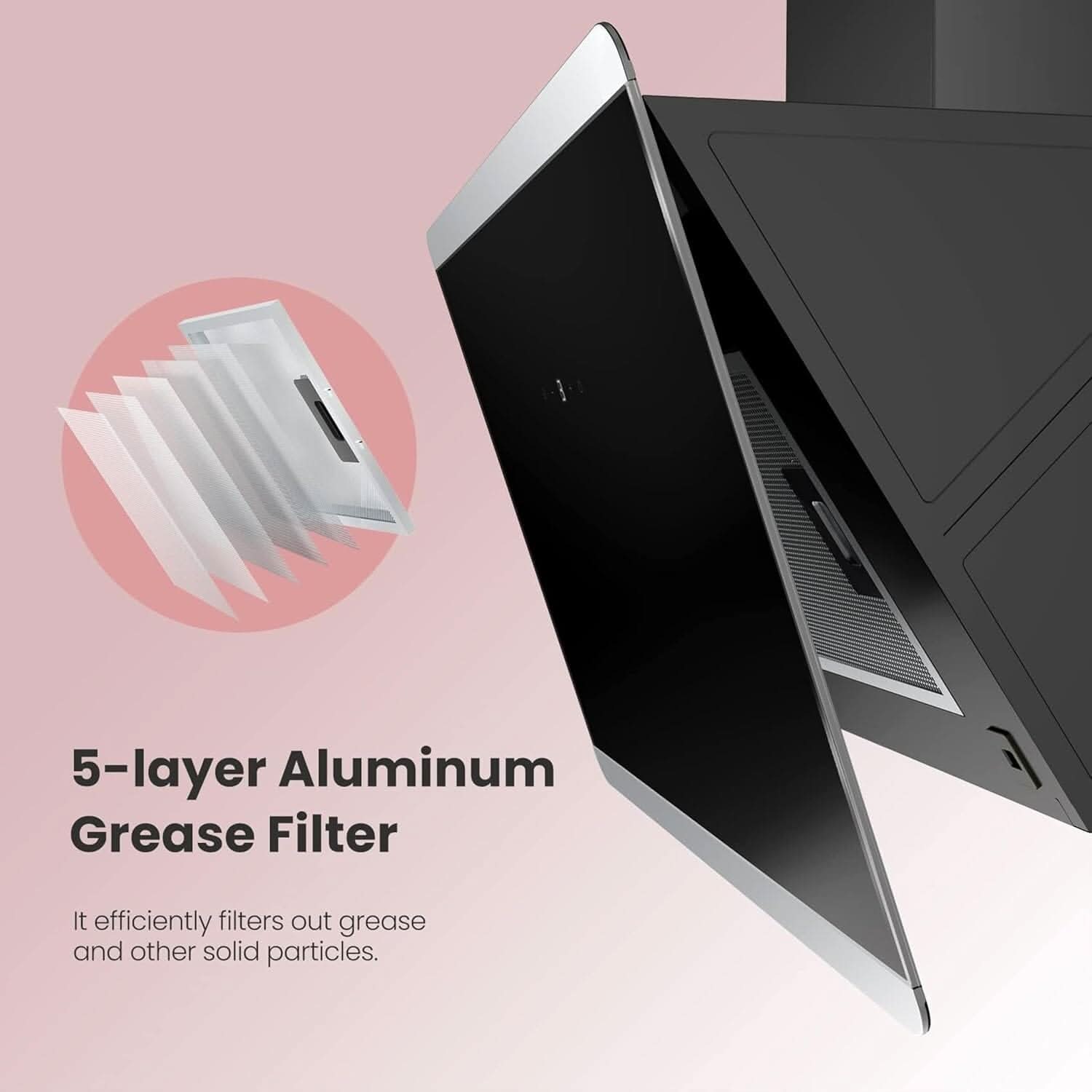60CM Wall-mounted 3-Speed Angled Range Hood with Touch Screen