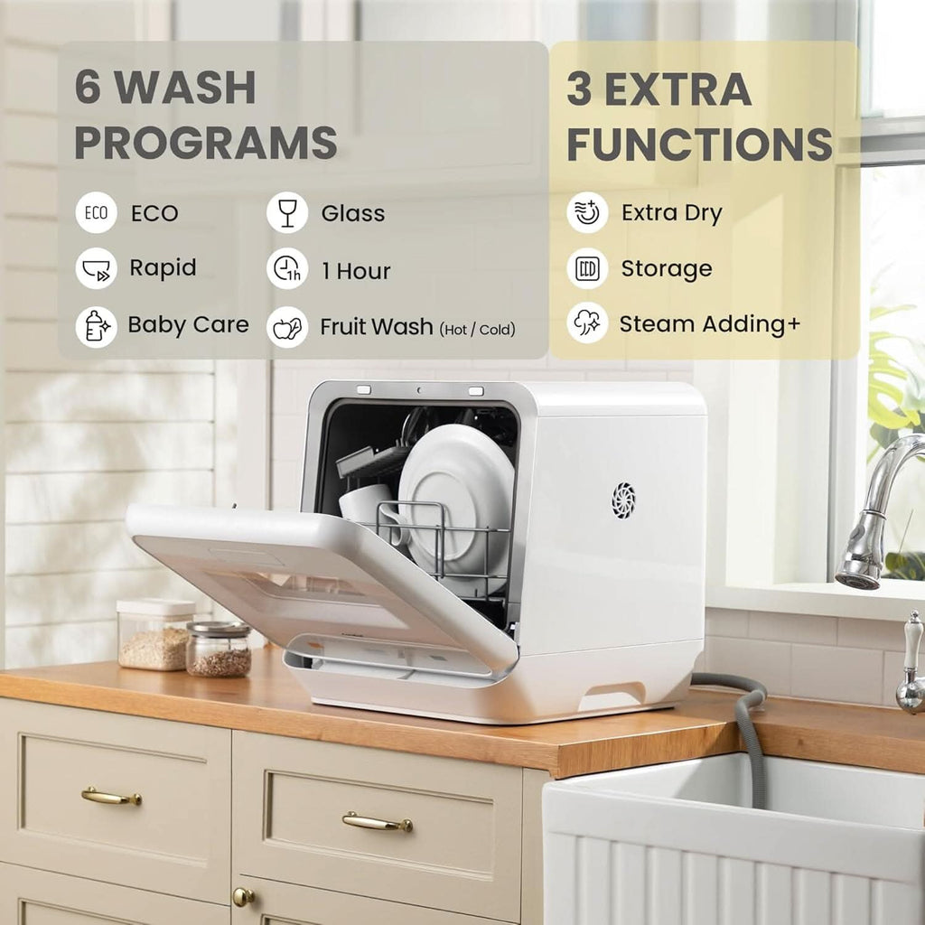 5L Countertop Dishwasher with 6 Wash Programs