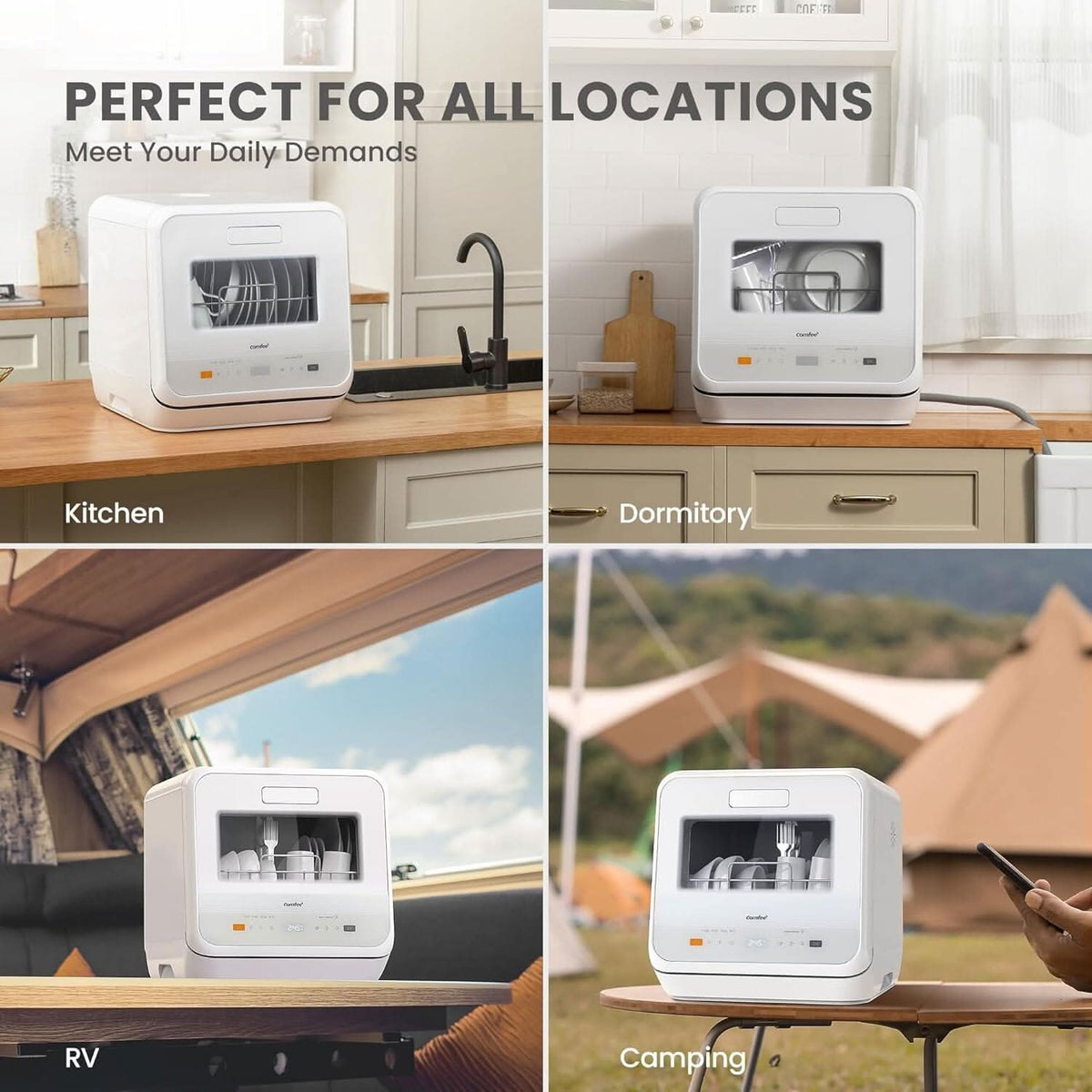 5L Countertop Dishwasher with 6 Wash Programs