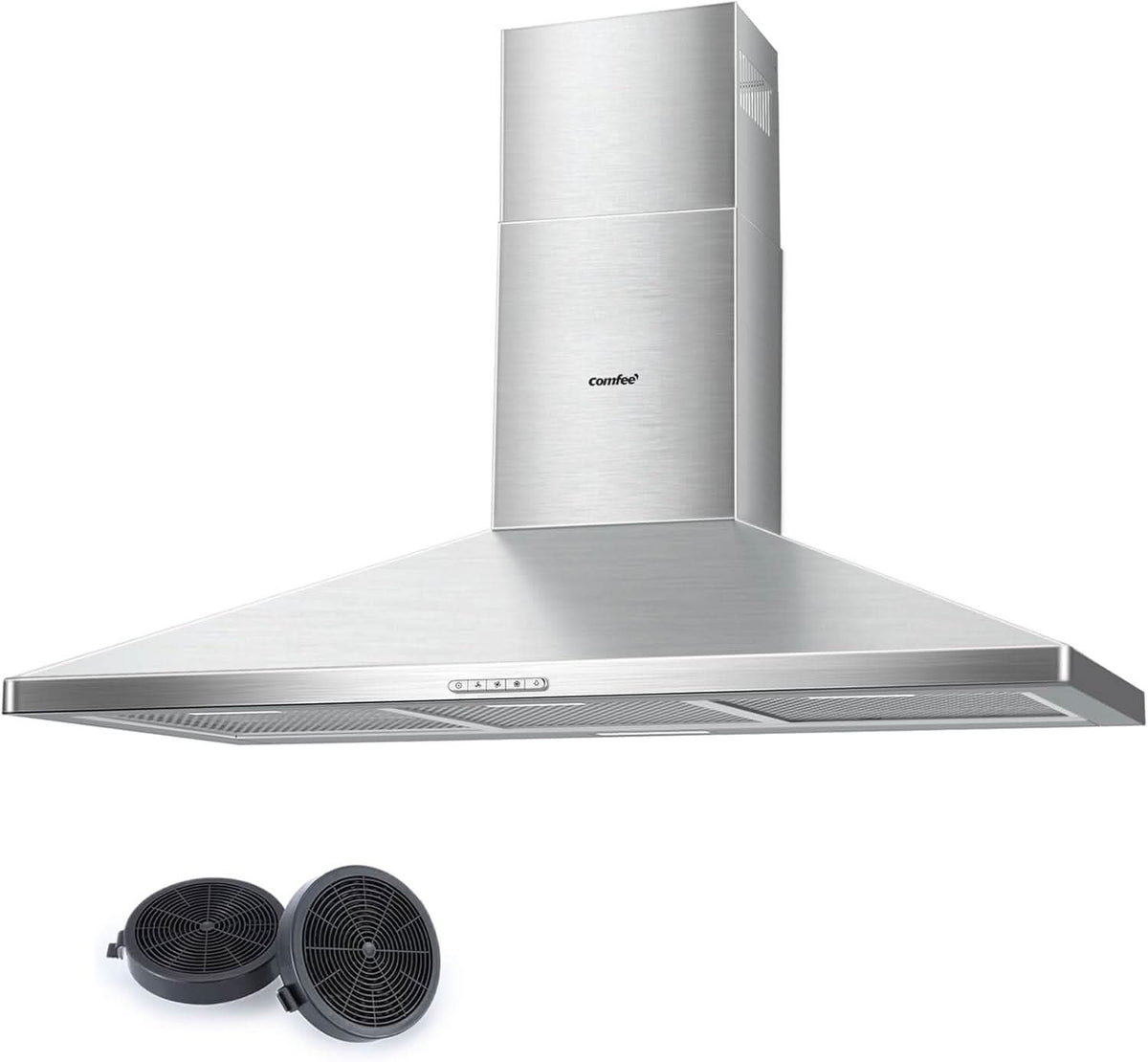 COMFEE' 90cm Chimney Cooker Hood with LED and Recirculating & Ducting System