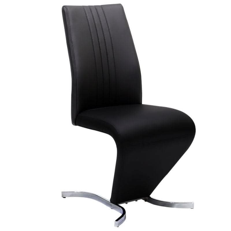 Modern Hourglass PU Dining Chairs – Set of 2 in Black