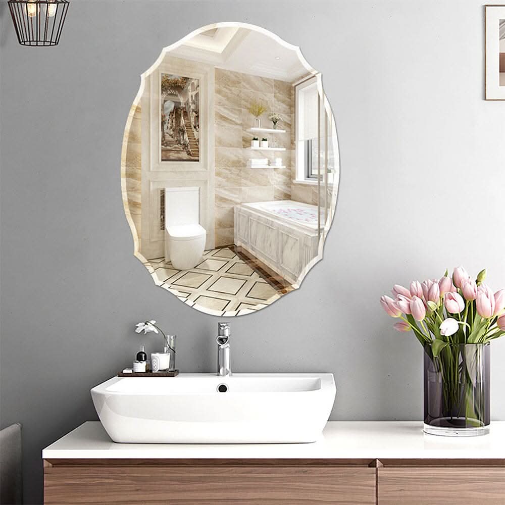 60cm H Ellipse Wall Mounted Mirror with Beveled Edge