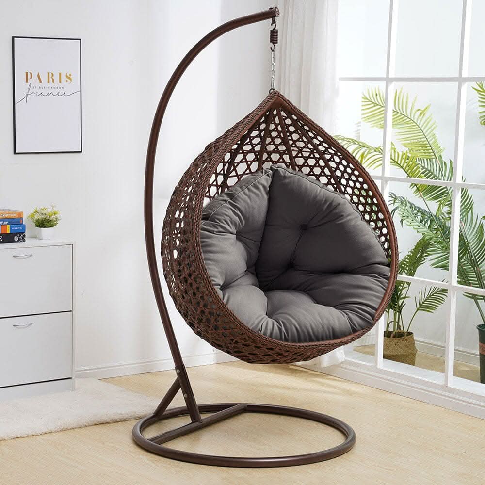 Hanging Chair Cushion – Full Grey Linen Cotton Seat Pad