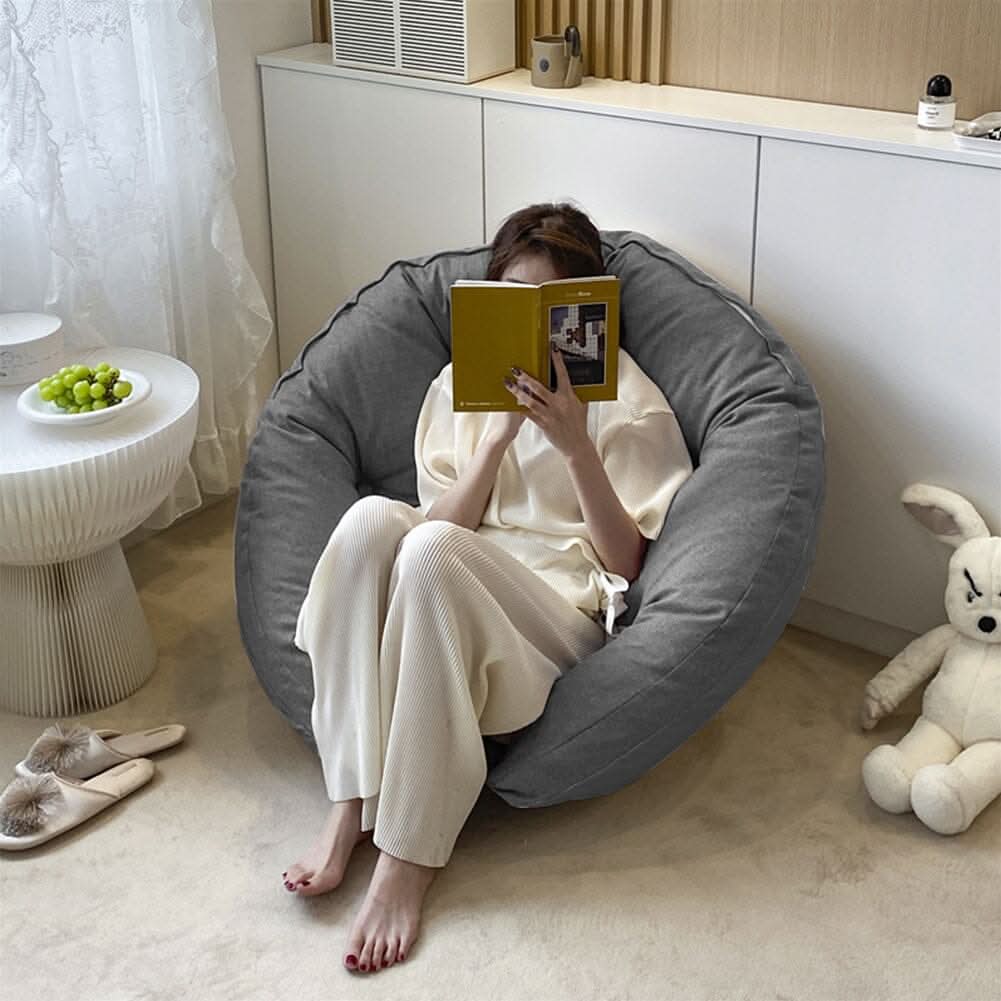 Hanging Chair Cushion – Full Grey Linen Cotton Seat Pad
