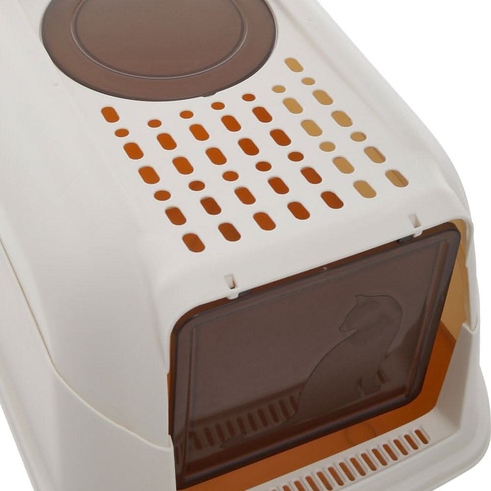 Large Hooded Top Entry Cat Litter Box with Scoop