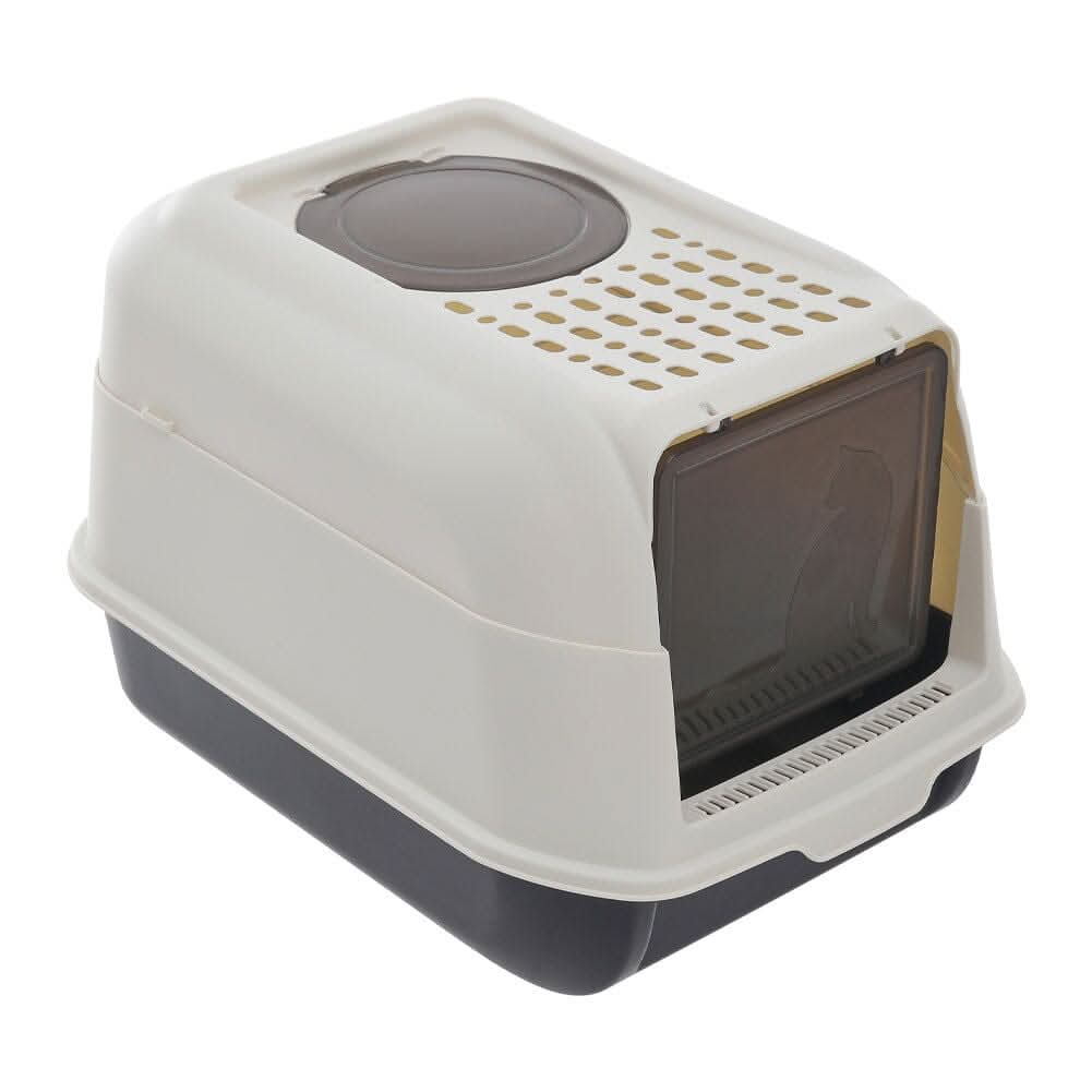 Large Hooded Top Entry Cat Litter Box with Scoop