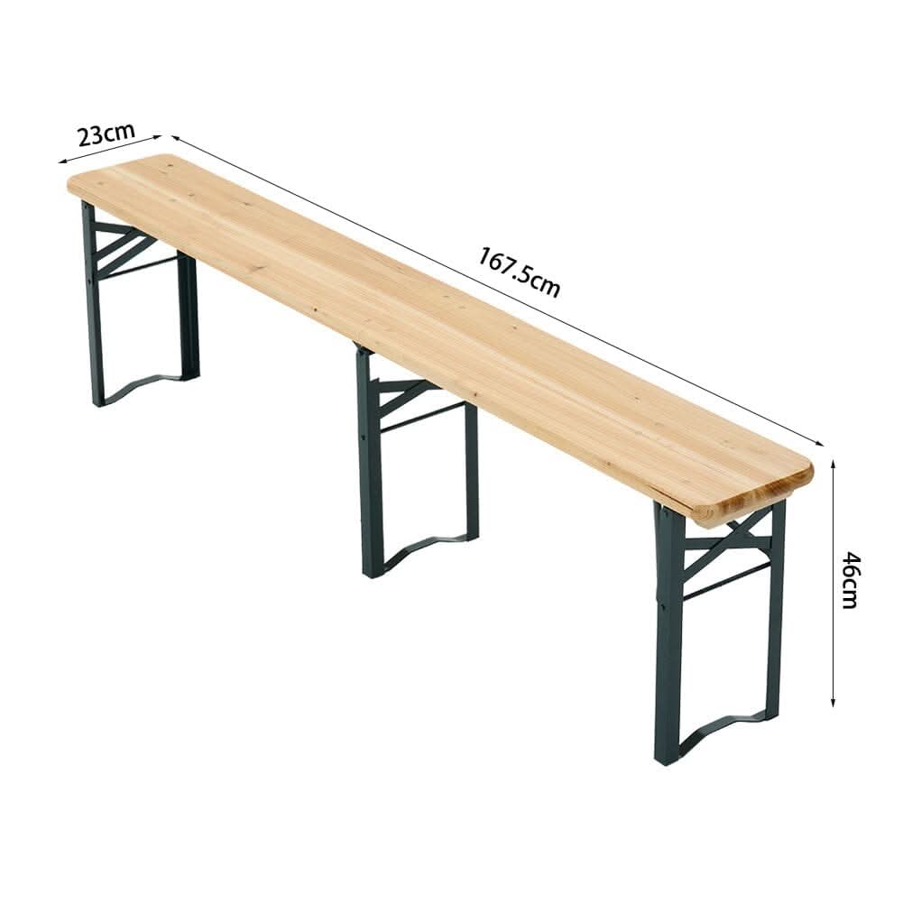 5.5ft L Folding Beer Table Chair Bench Set for Garden